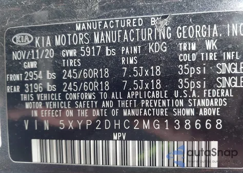 2021 Kia Telluride Lx from USA, damaged, VIN 5XYP2DHC2MG138668